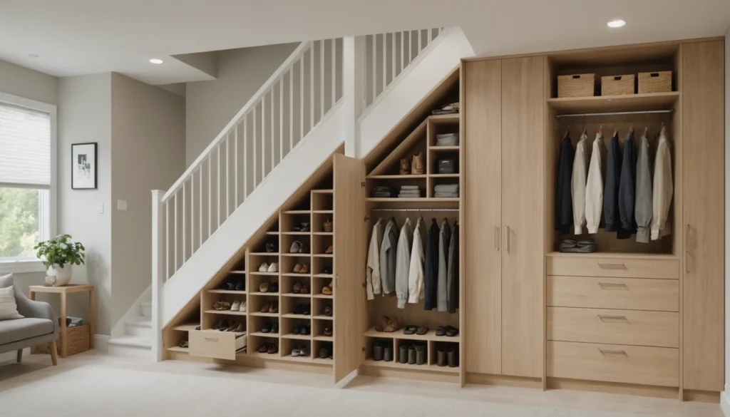 idées de vestiaire sous escalier